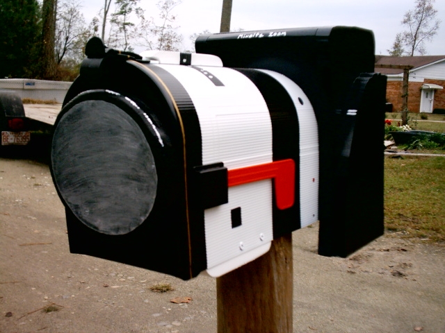 Weird mailboxes, camera mailbox, birdhouse mailbox, Beatles little